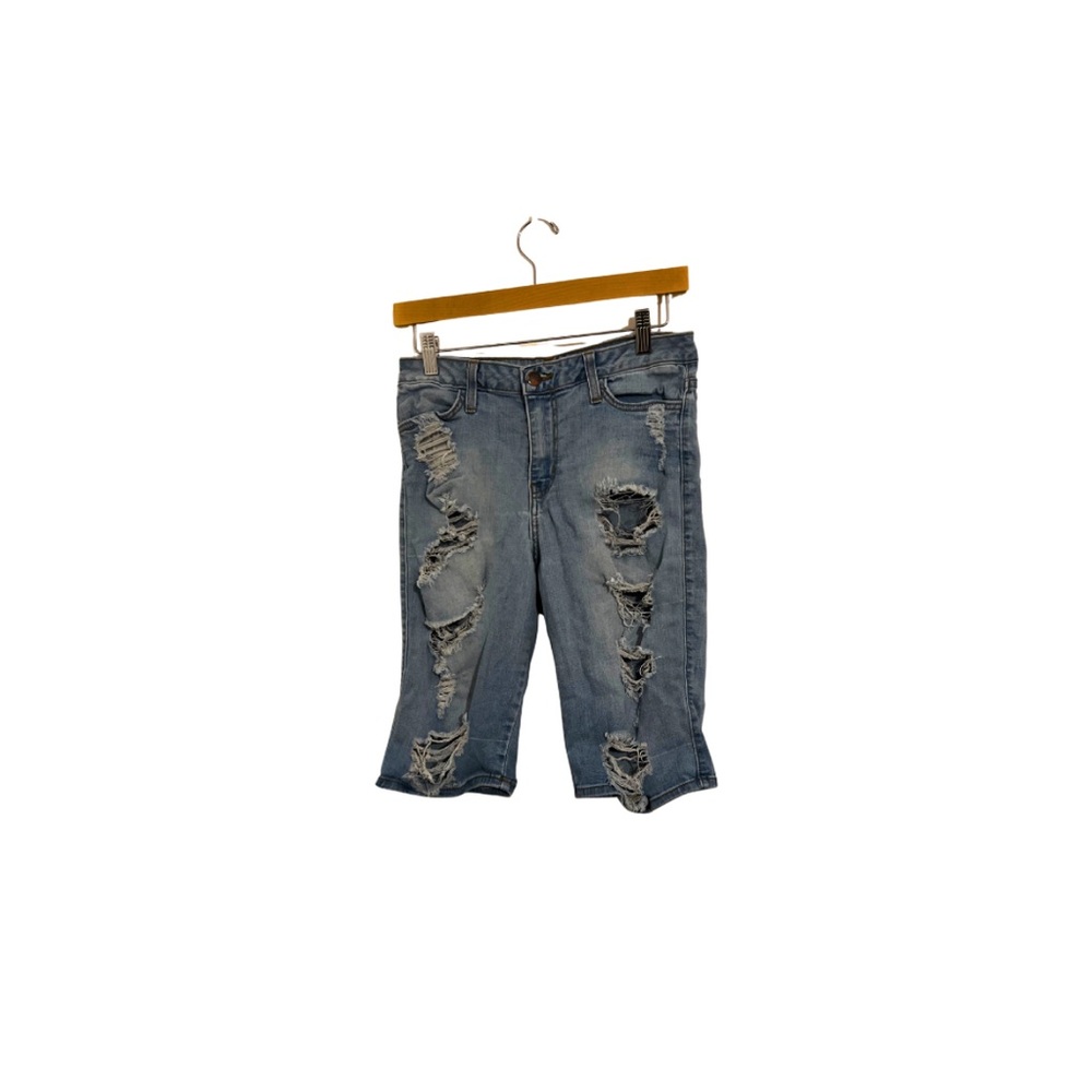 Fashion Nova Light Blue Distressed Cropped Jeans